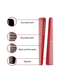 Allegro Combs Llegro Combs 450 Tapered Hair Combs Barber Combs Hair Cutting Combs Hairstylist Combs Women'S Combs Men'S Pocket Combs Made In The Usa. 6 Pcs. (Red)  - Image 5