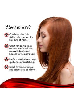Allegro Combs Llegro Combs 450 Tapered Hair Combs Barber Combs Hair Cutting Combs Hairstylist Combs Women'S Combs Men'S Pocket Combs Made In The Usa. 6 Pcs. (Red)  - Image 3
