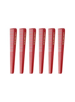 Allegro Combs Llegro Combs 450 Tapered Hair Combs Barber Combs Hair Cutting Combs Hairstylist Combs Women'S Combs Men'S Pocket Combs Made In The Usa. 6 Pcs. (Red)  - Image 2