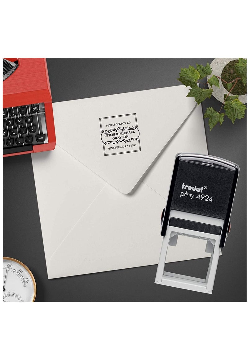 Trodat Printy 4924 Personalized Individual Custom Name Plate Return Address Monogram Self Inking Stamp (1-5/8in x 1-5/8in)