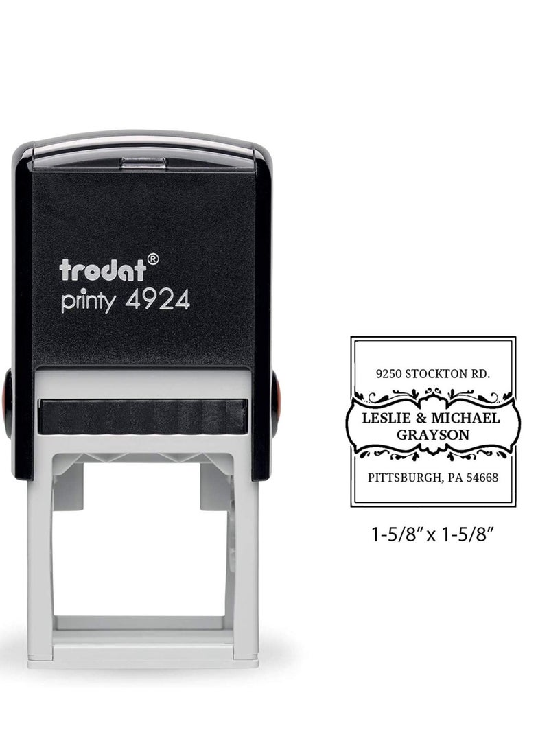 Trodat Printy 4924 Personalized Individual Custom Name Plate Return Address Monogram Self Inking Stamp (1-5/8in x 1-5/8in)