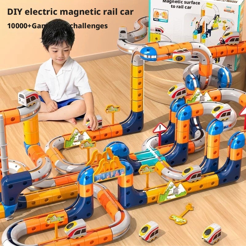 Magnetic Building Block Track Train Set, Electric High-Speed Train, Boys Kids Educational Puzzle Toy, New Year Gift - Image 1