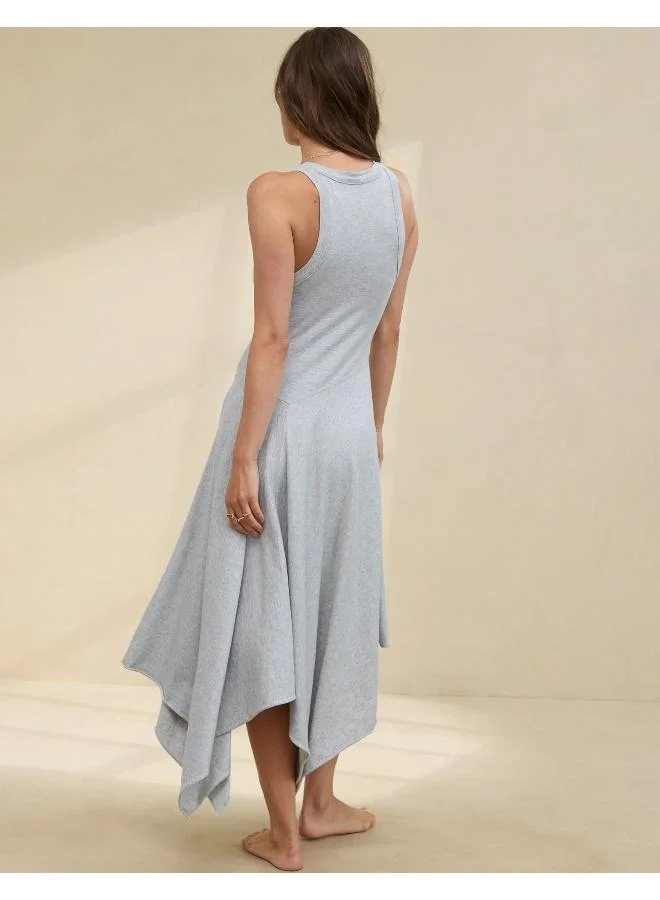 aerie tank asymmetric midi dress Aerie Light Grey Aerie Tank Asymmetric Midi Dress for Women