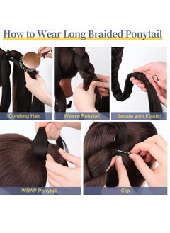 Excefore Ponytail Extension, 80 cm Long Braided Ponytail Extension with Hair Tie Straight  - Image 5