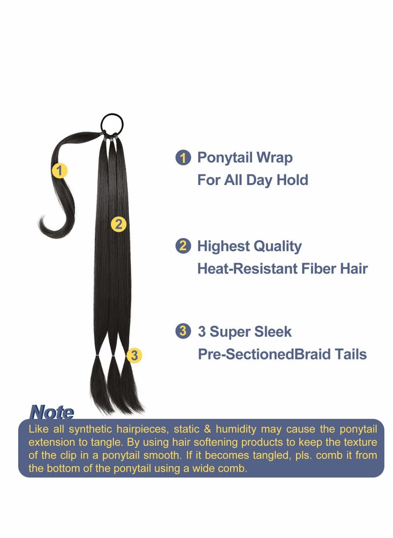 Excefore Ponytail Extension, 80 cm Long Braided Ponytail Extension with Hair Tie Straight  - Image 2