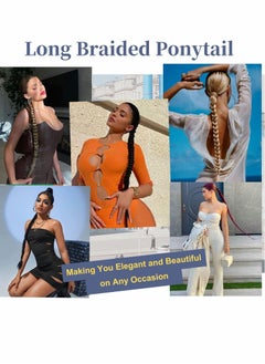 Excefore Ponytail Extension, 80 cm Long Braided Ponytail Extension with Hair Tie Straight  - Image 4