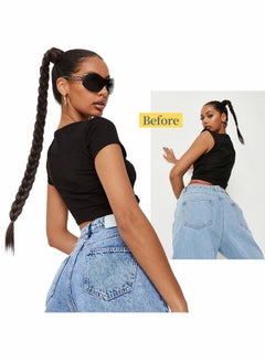 Excefore Ponytail Extension, 80 cm Long Braided Ponytail Extension with Hair Tie Straight  - Image 3