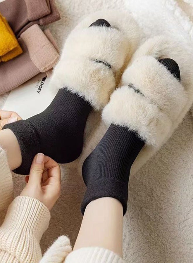 Hanayo 5 أزواج من الجوارب الدافئة للنساء والرجال جوارب دافئة فاخرة للجنسين جوارب ناعمة ودافئة ومريحة للجWinter (أسود) - Image 2