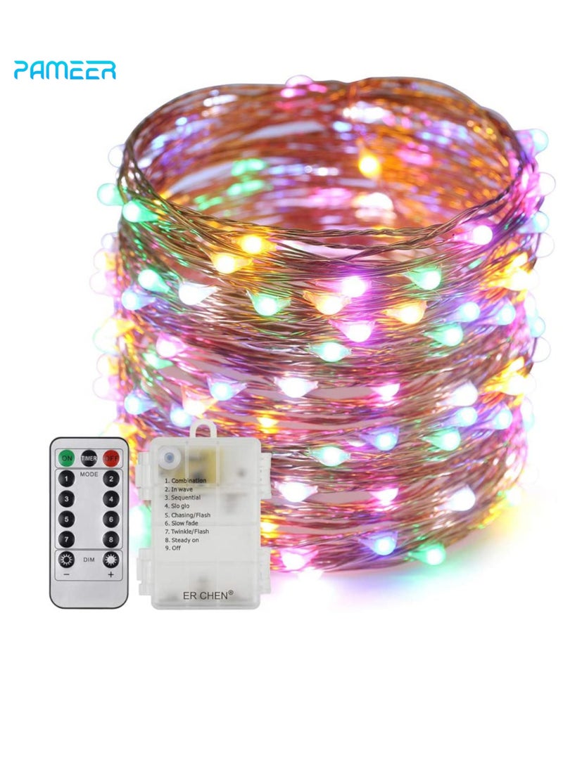PAMEER 12mtr Multicolor Remote Control Fairy String Lights 120 LEDs Battery Operated LED Strips Light for Christmas EID Ramadan Diwali Wedding Birthday Party Home Decoration Waterproof with 8 Modes Changing - Image 1