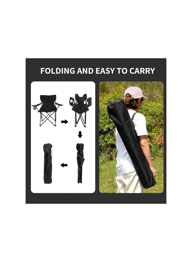 PROMASS كراسي تخييم محمولة، كرسي خارجي قابل للطي مع كرسي صيد متعدد الاستخدامات، كرسي شاطئي خفيف الوزن، كرسي حديقة، كراسي للمشي مع حقيبة حمل - Image 4