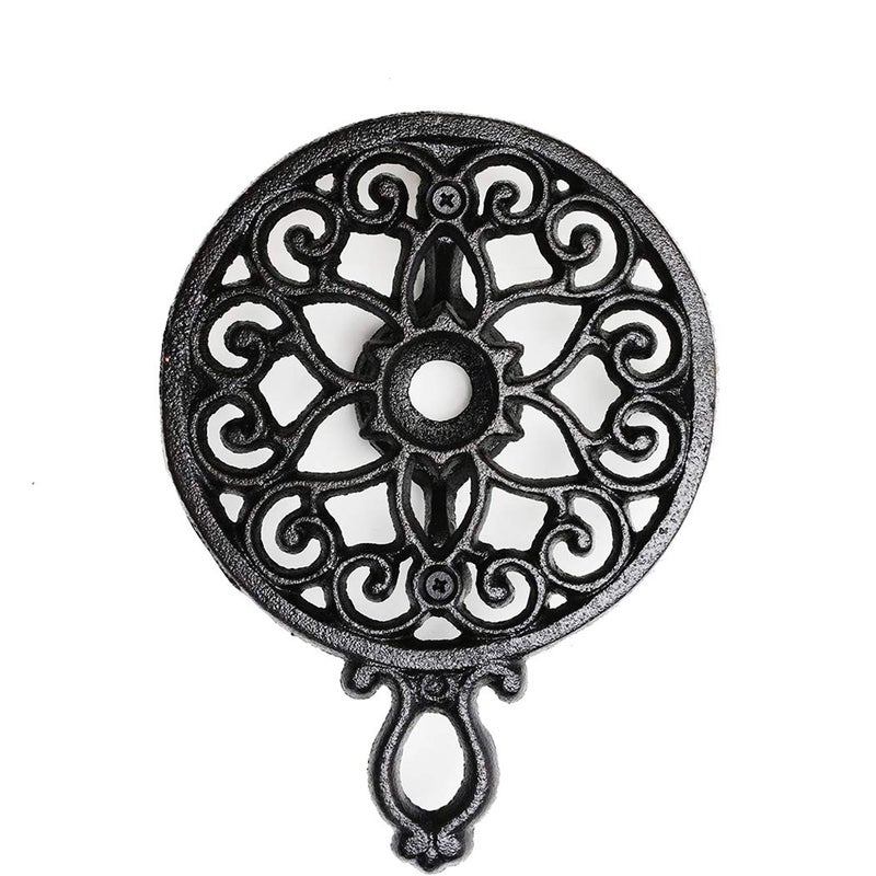 Sungmor طبق تسخين إبريق الشاي من سونغمور من الحديد الزهر - تصميم نمط ريفي وأنيق مع حامل شمعة - حامل شمعة ثقيل وزخرفي لتسخين الطعام أو القهوة أو الحليب أو الشاي - Image 1