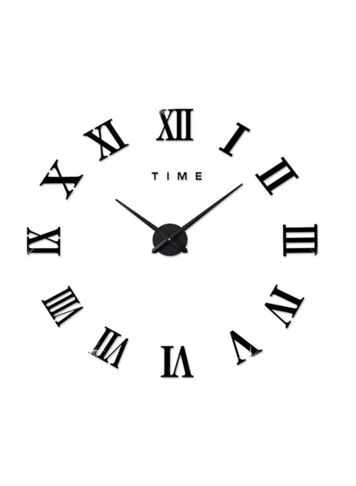 ساعة حائط ثلاثية الأبعاد بدون إطار، ملصق حائط بأرقام رومانية يمكنك صنعها بنفسك، أسود، لديكور المنزل، مناسبة لديكور المنزل والمكتب - Image 2