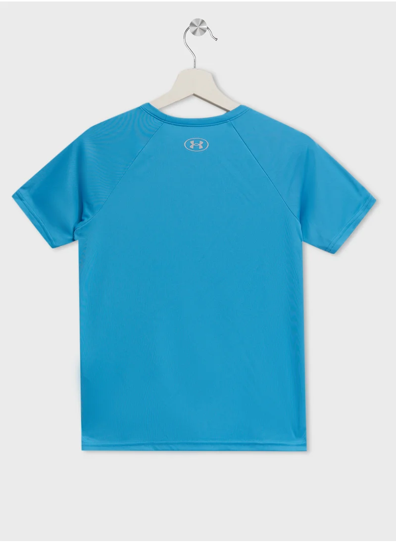 اندر ارمور Youth Tech Split Wordmark T-Shirt