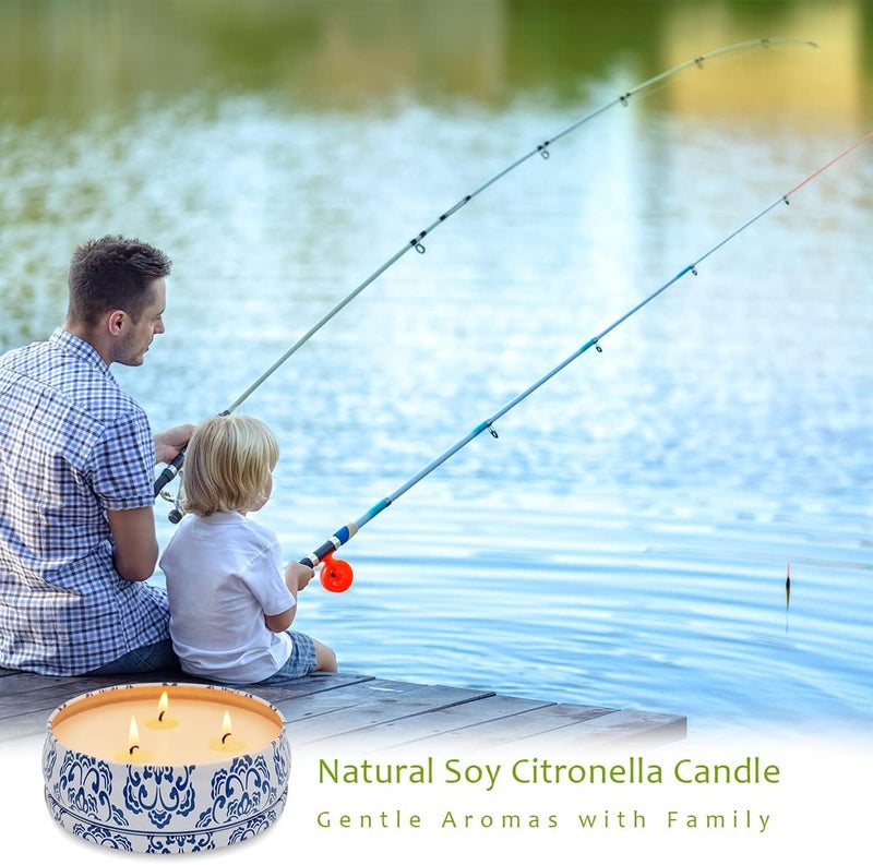 NIKY 3 Packs Large Citronella Candles Outdoor and Indoor, 13.5oz 3-Wick Soy Wax Portable Travel Tin Candle for Home Garden Patio Yard Balcony and Summer Gift - Image 5