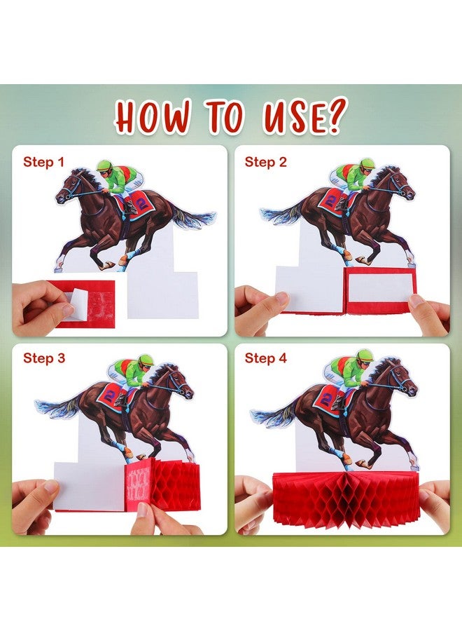 Sureio 9 Pcs Kentucky Horsing Racing Derby Decorations Horse Racing Honeycomb Centerpieces Kentucky Horse Derby Party Supplies 3D Horse Birthday Party Table Decor Baby Shower Derby Plates Birthday Party - Image 4