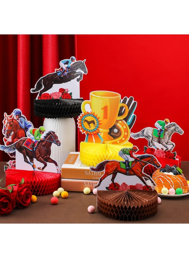 Sureio 9 Pcs Kentucky Horsing Racing Derby Decorations Horse Racing Honeycomb Centerpieces Kentucky Horse Derby Party Supplies 3D Horse Birthday Party Table Decor Baby Shower Derby Plates Birthday Party - Image 5
