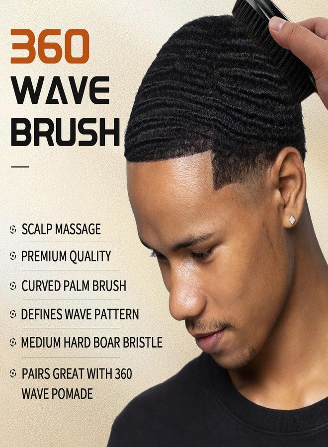 Goiple Curved 360 Wave Brush For Men - Medium Hard Palm Brush for Laying Down 360 Waves Made with Natural Boar Bristle and Wood Easy to Hold - Strong Hold Wave Pomade Greasy for Creating 360 Layer Hair Waves - Image 3