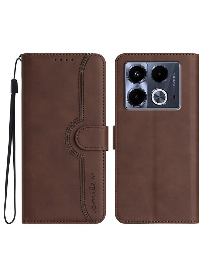 Zaboon Case For Infinix Note 40 4G Heart Pattern Skin Feel Leather Phone Case - Image 1