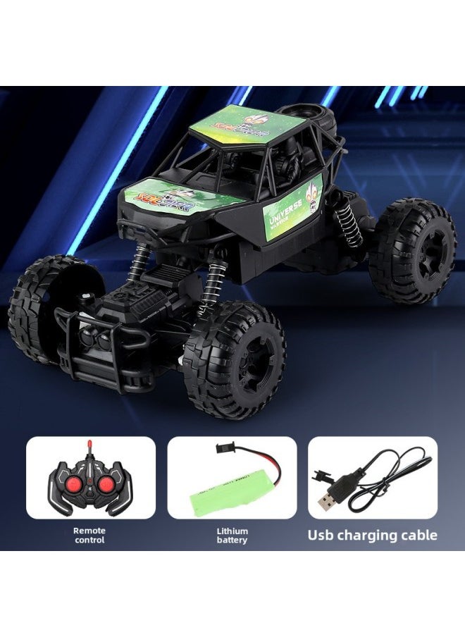 Generic Climbing Cartoon Remote Control Car Drift Off-road Vehicle Two-wheel Drive Big Foot Car Remote Control Racing Boy Charging Toy Car-Color:Alliance Off-road Vehicle [green]-Scale:Window Color Box  - Image 1
