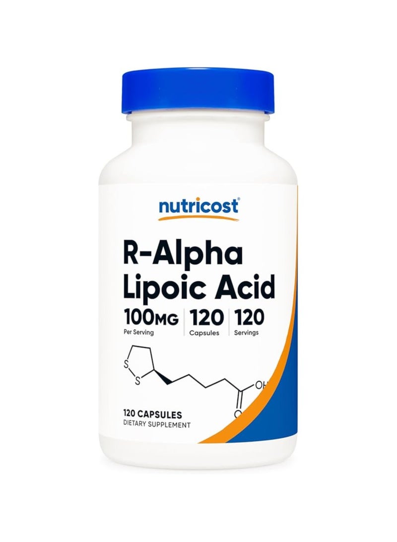 Nutricost R-Alpha Lipoic Acid 100mg, 120 Capsules - Veggie Capsules, Non-GMO, Gluten Free - Image 1