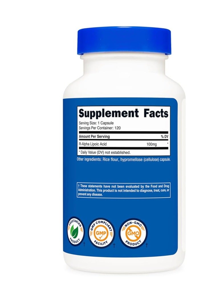 Nutricost R-Alpha Lipoic Acid 100mg, 120 Capsules - Veggie Capsules, Non-GMO, Gluten Free - Image 5