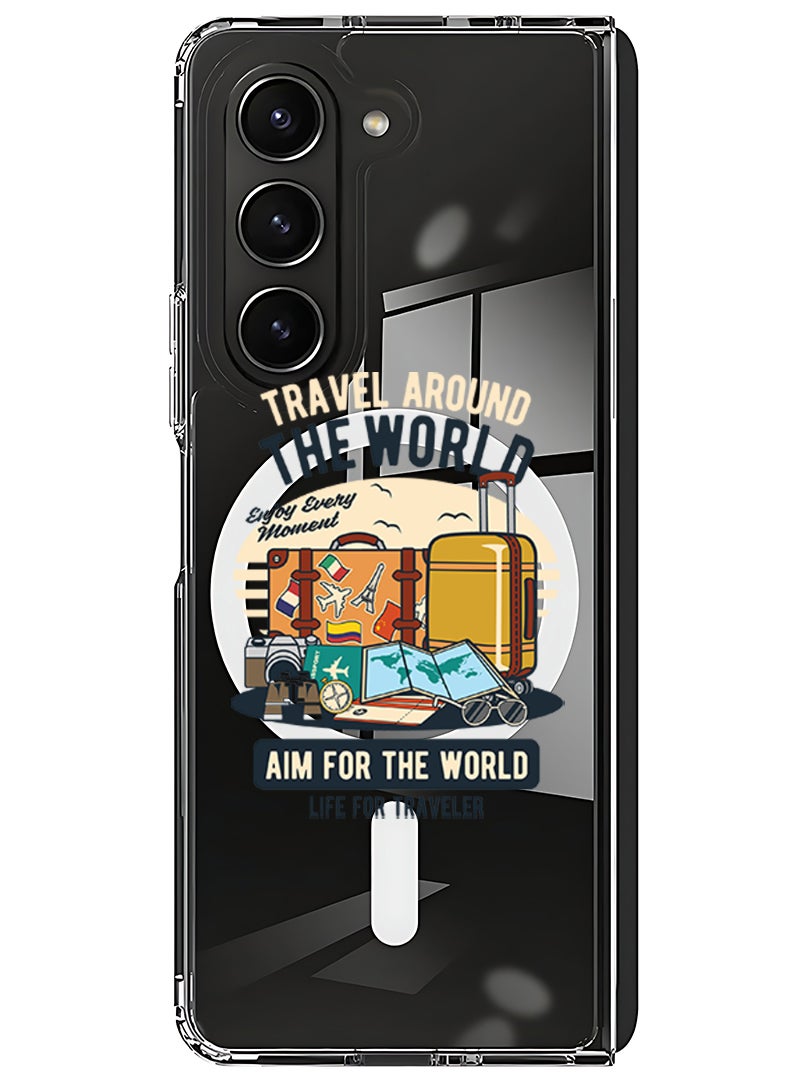 Theodor Magnetic Case for Samsung Galaxy Z Fold 6 Compatible with MagSafe Wireless Charging, Shockproof Phone Bumper Cover Aim for the world - Image 1