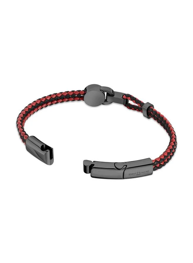 Saint Honore Paris Lock Coin Braided Leather Bracelet for Men