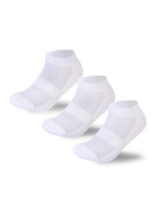 Men Set Of 3 Half Terry Ankle Socks Nets&Elastic White