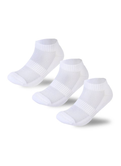 Men Set Of 3 Half Terry Ankle Socks Nets&Elastic White