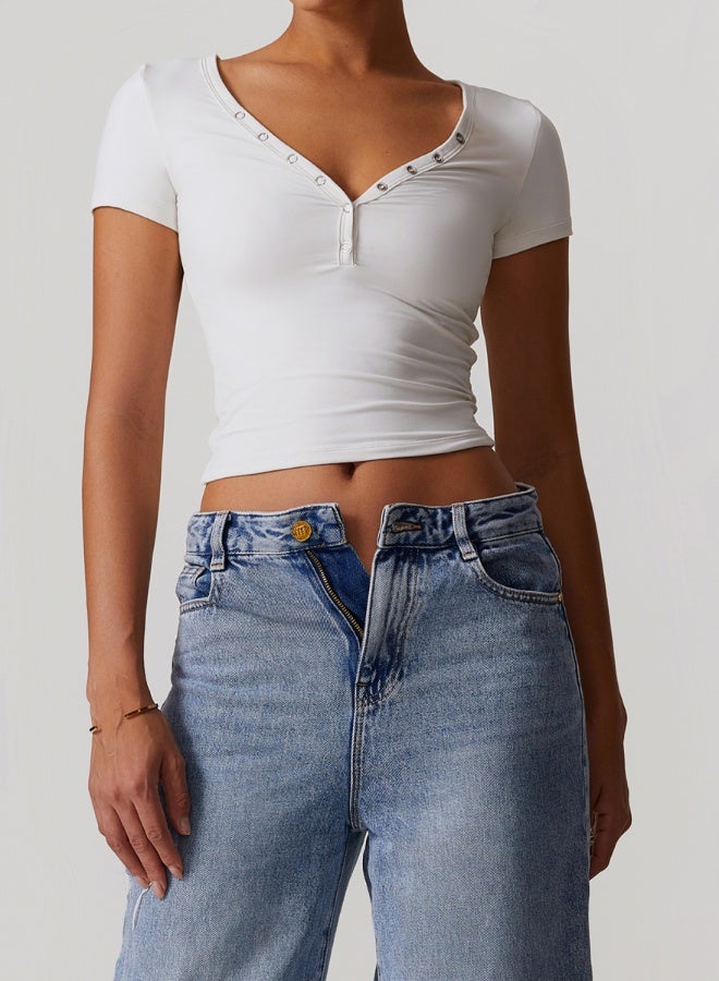 KAWN.YOGA Womens Crop Top Short Sleeves  - Image 3
