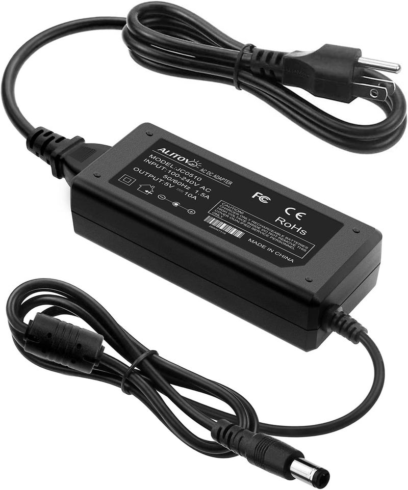 ALITOVE 5V 10A Power Supply Adapter AC/DC Converter 100-240V AC to DC 5 Volt 50W 10Amp 9A 8A 7A 2A Transformer with 5.5x2.5mm Plug for WS2812B WS2813 WS2811 W2813 SK6812 LED Strip Pixel String Light - Image 1