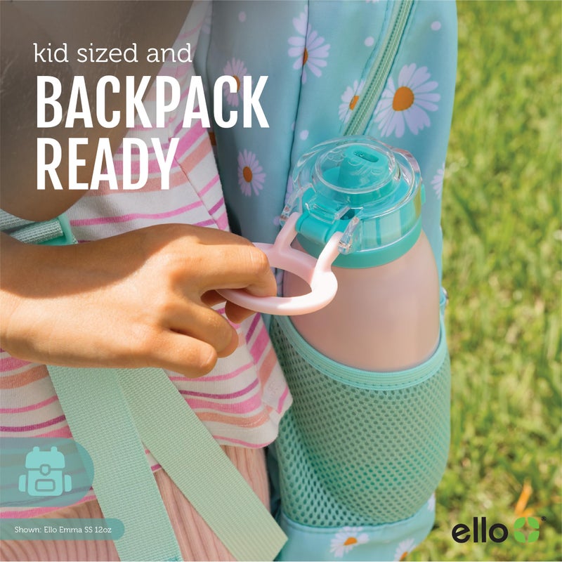Ello Emma 14oz Vacuum Insulated Stainless Steel Kids Water Bottle with Straw and Built-in Carrying Handle and Leak-Proof Locking Lid for School Backpack, Lunchbox and Outdoor Sports, Touchdown Blue - Image 5