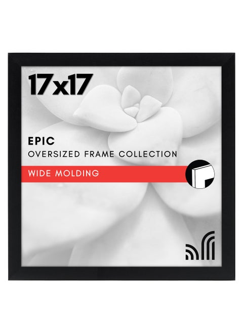 Americanflat 17x17 Picture Frame with Polished Plexiglass  Epic Collection  Square Picture Frame with Engineered Wood  Wide Photo Frames for Wall display  Black