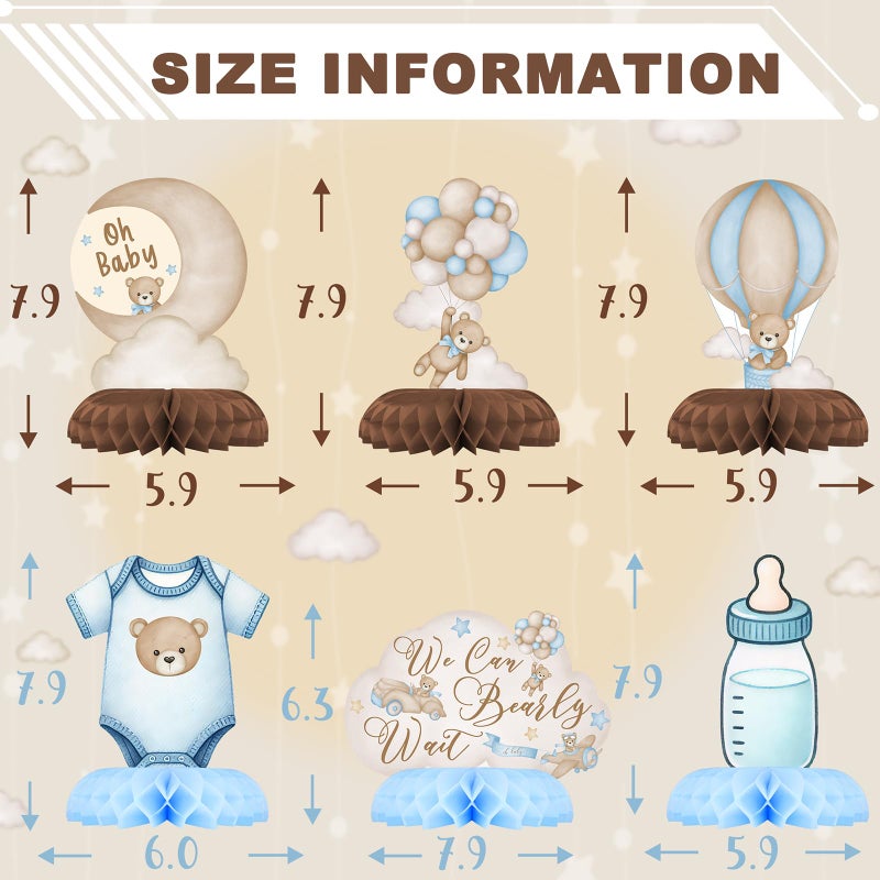 Outego Balloon Bear Party Centerpiece Set - Teddy Bear Honeycomb Birthday Decorations and Bear Table Toppers for Kids' Bear-Themed Birthday and Baby Shower Table Decor - Image 2