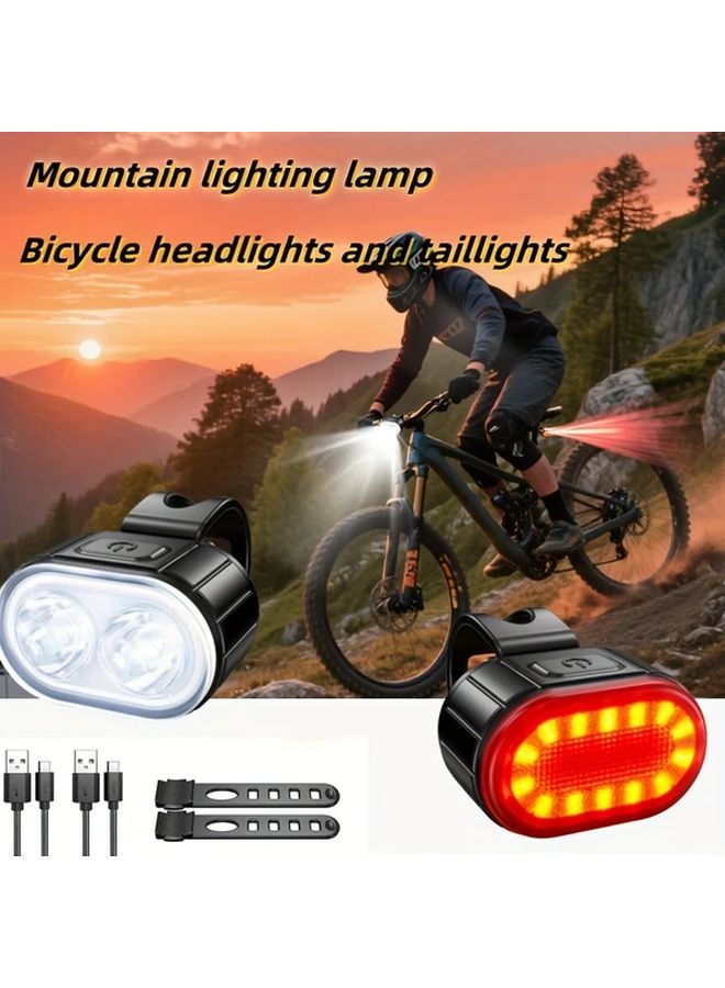 White Bicycle Front and Rear Light Set High Brightness USB Charging IP65 Water Resistant - Image 2