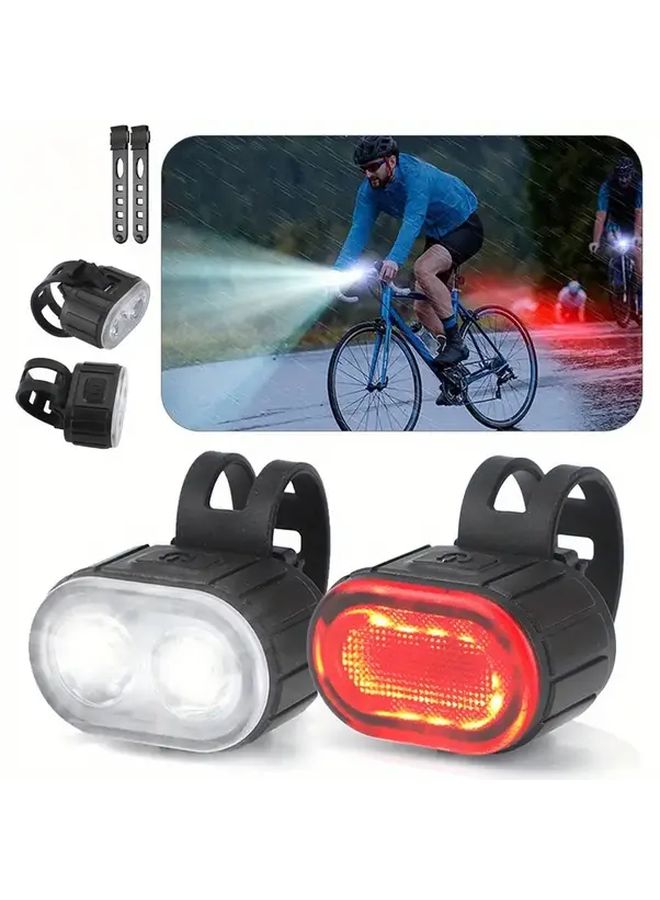 White Bicycle Front and Rear Light Set High Brightness USB Charging IP65 Water Resistant - Image 1