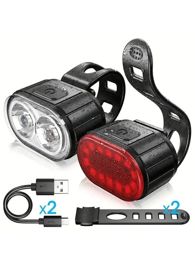 White Bicycle Front and Rear Light Set High Brightness USB Charging IP65 Water Resistant - Image 5
