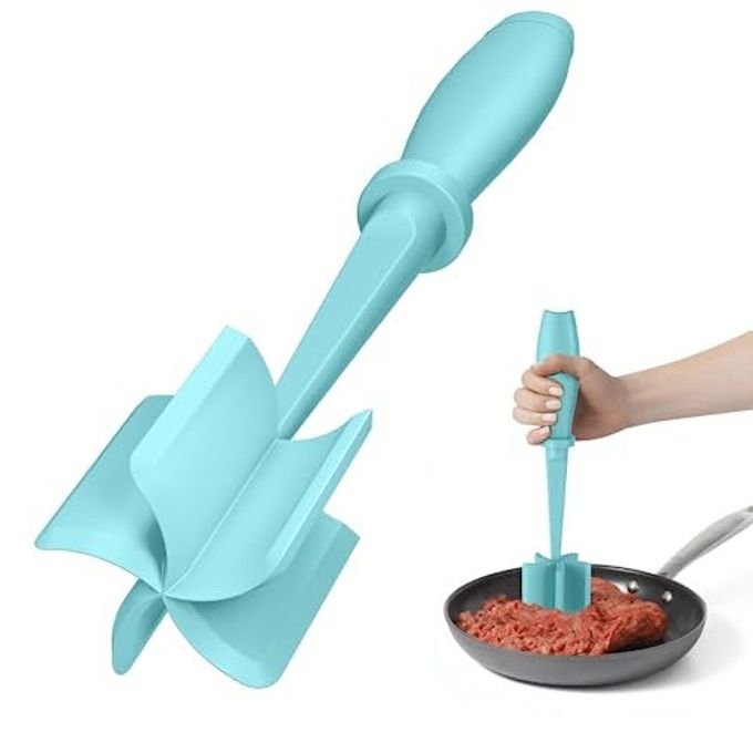MEAT CHOPPER UPGRADE HAMBURGER SMASHER PREMIUM HEAT RESISTANT MEAT MASHER FOR GROUND BEEF GROUND TURKEY AND MORE NON STICK MIX GRINDERAQUA