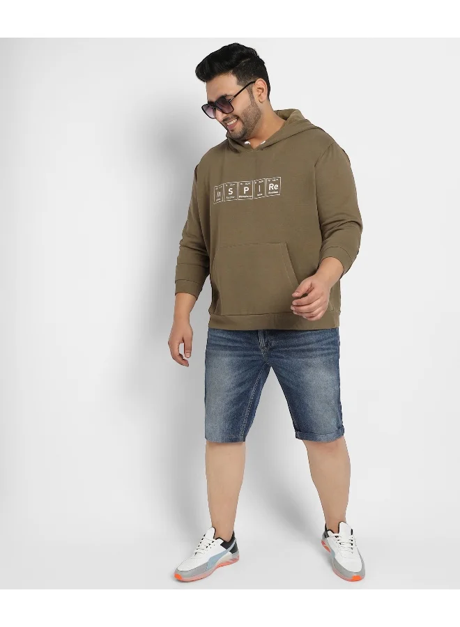 Instafab Plus Instafab Plus Men's Olive Green Inspire Hoodie With Kangaroo Pocket