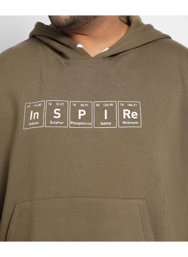 Instafab Plus Instafab Plus Men's Olive Green Inspire Hoodie With Kangaroo Pocket