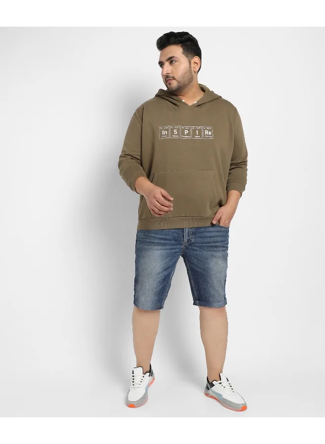 Instafab Plus Instafab Plus Men's Olive Green Inspire Hoodie With Kangaroo Pocket