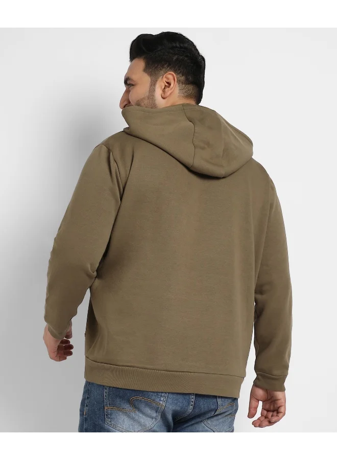 Instafab Plus Instafab Plus Men's Olive Green Inspire Hoodie With Kangaroo Pocket