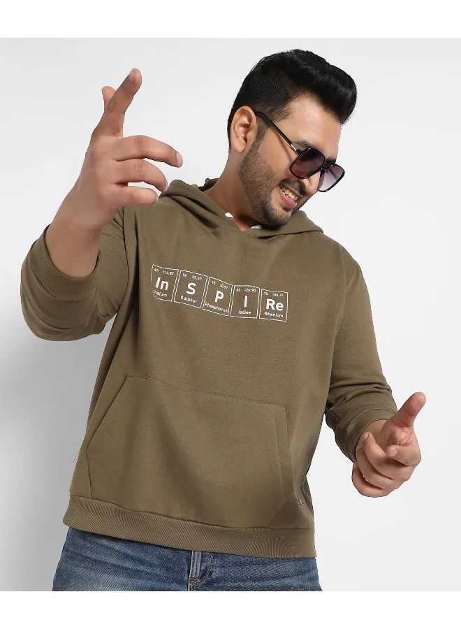 Instafab Plus Instafab Plus Men's Olive Green Inspire Hoodie With Kangaroo Pocket