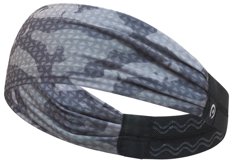 Coreteq Printed Multifunction Sports Sweatband Headband with Silicon Elastic Band Anti-Slip Men and Women (Digi Grey) Free Size - Image 1