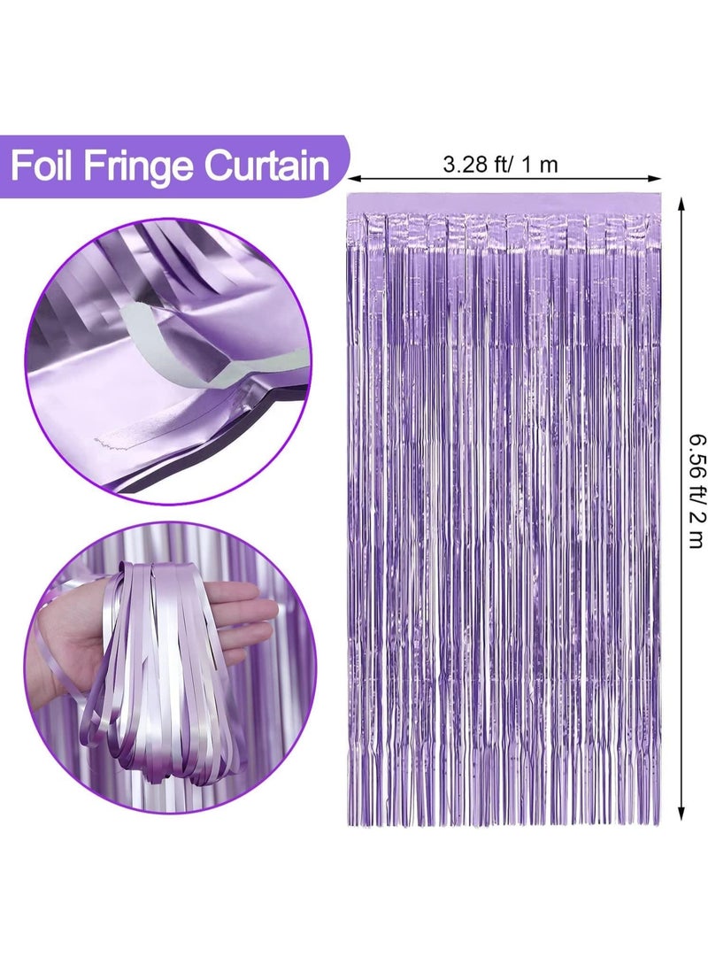 Capstro Purple Agate Birthday Balloon Decoration Set Banner & Balloon Arch Kit with Gold, White & Confetti Latex Balloons, Crown & Star Foil Balloons, Tinsel Curtain Backdrop – Purple Agate - Image 5