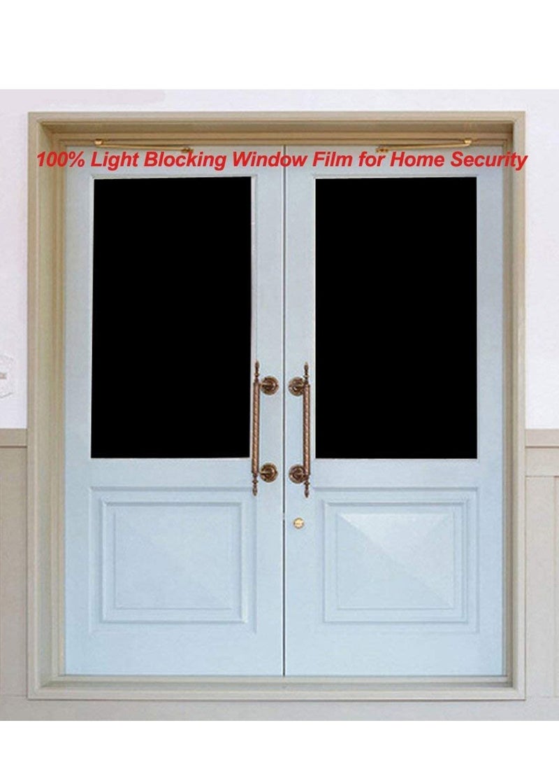 KASTWAVE Blackout Self Adhesive Window Film, Frosted Glass Sticker Privacy Vinyl Blinds Decorative Opaque Static Cling Anti-UV Light Blocking Black (45 * 200)  - Image 4