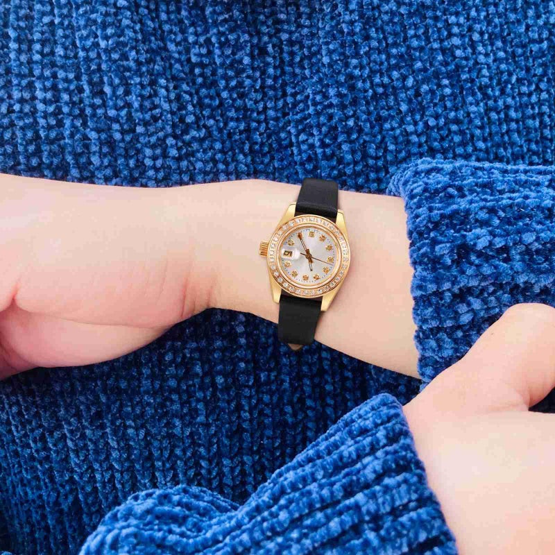 WOCCI 20mm Lug Width, Elegant Watch Band, Genuine Leather Replacement Strap with Gold Buckle (Black) - Image 5