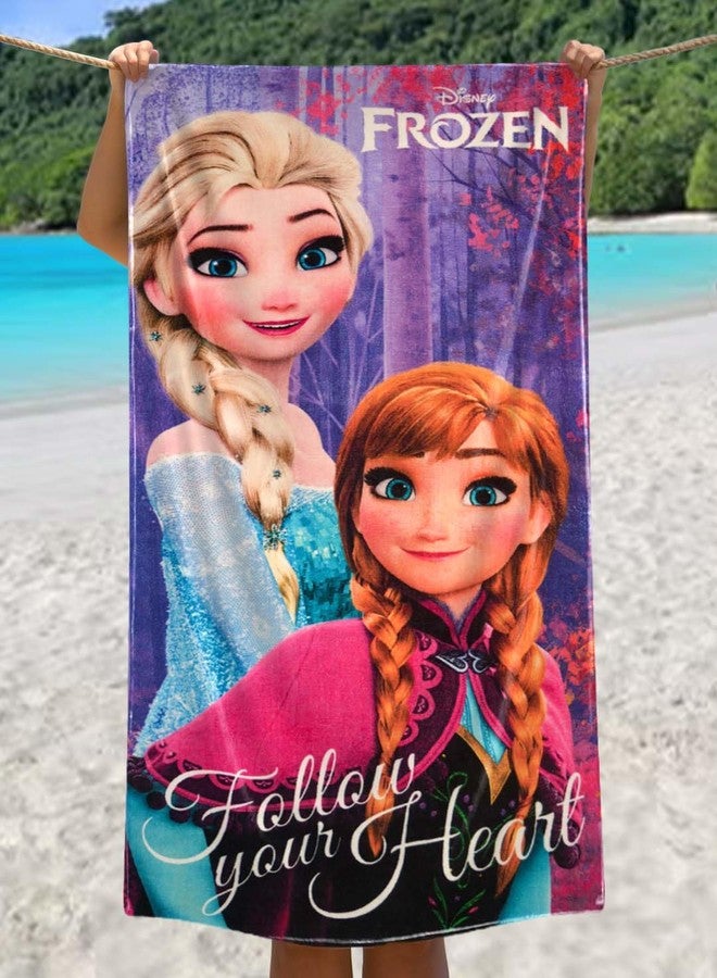 Athom Living Disney Frozen Sister's Kids Cotton Bath Towel - Soft, Super Absorbent, Vibrant Superhero Design, Perfect for Girls, Quick-Dry, Comfortable & Fun Bath Time Towel |350GSM, 60x120cm - Image 1
