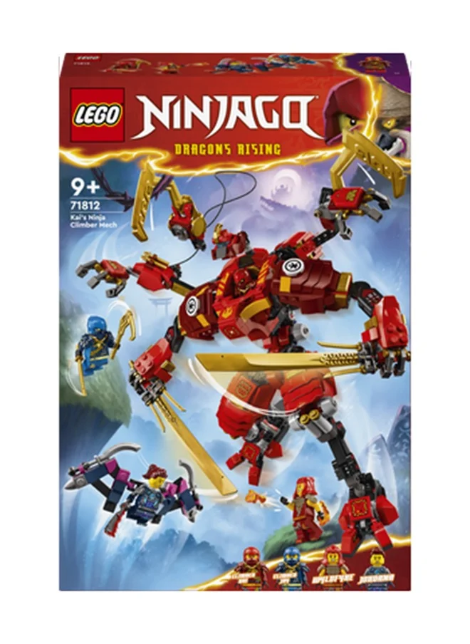 ليغو 71812 NINJAGO Kai’s Ninja Climber Mech Adventure Toy Set for Kids with Buildable Figure and 4 Minifigures, Birthday Gift for Boys and Girls Aged 9 Years Old and over Who Love Independent Play