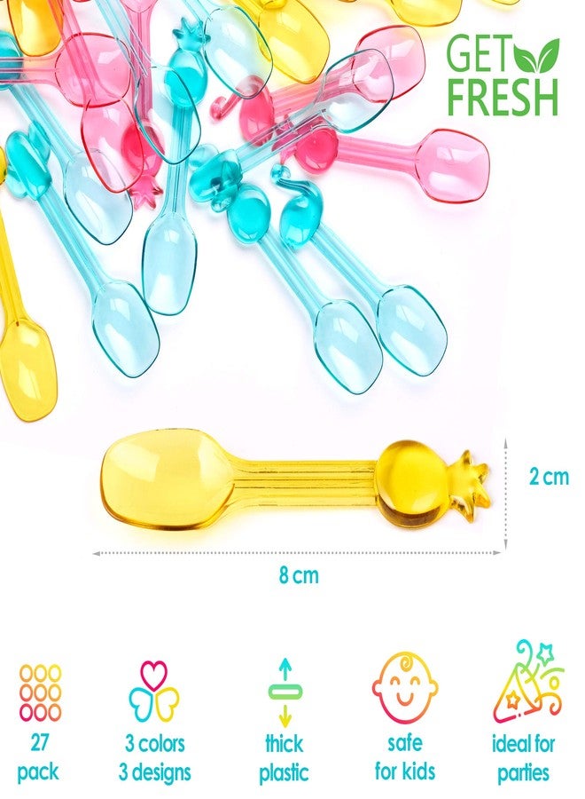 جيت فريش ملاعق آيس كريم بلاستيكية صغيرة من GET FRESH - 27 قطعة ملاعق جيلاتو بلاستيكية صغيرة ملونة قابلة لإعادة الاستخدام للأطفال - ملاعق بلاستيكية شفافة صغيرة لحفلات الأطفال للآيس كريم والحلويات - Image 2